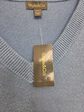 Style & Co. Men’s Sky Blue V-Neck Sweater with Subtle Shine